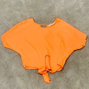 Bright Orange Blouse front tie